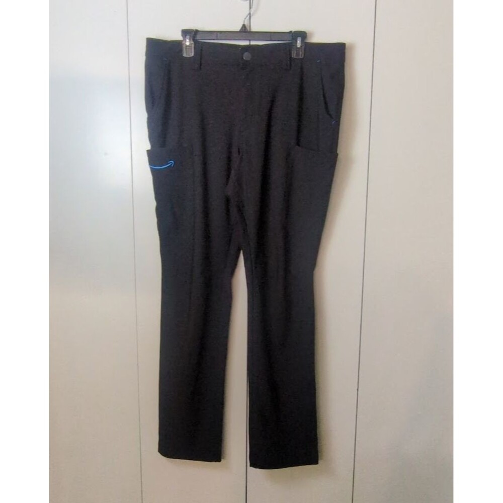 AMAZON Pants Mens Large (34-36) Black Zip Up 6 Pockets Logo Stretch